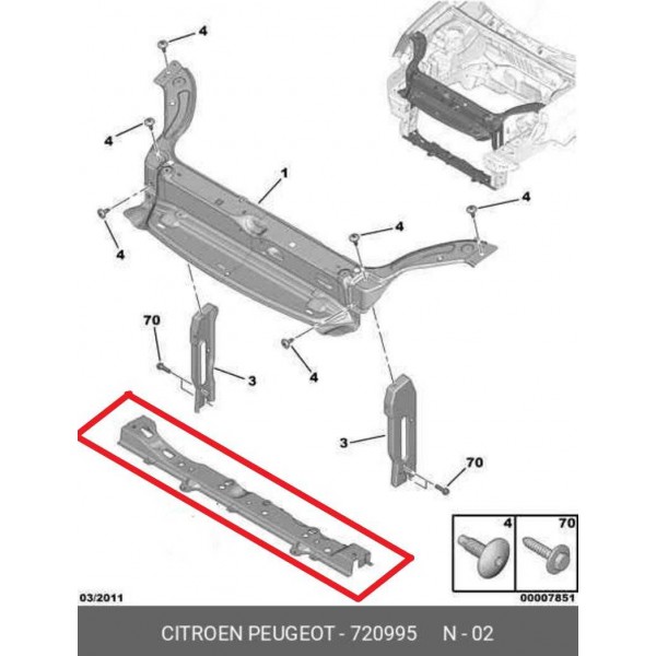 Travessa Inferior Dianteiro Citroen Picasso 720995 2000 2012