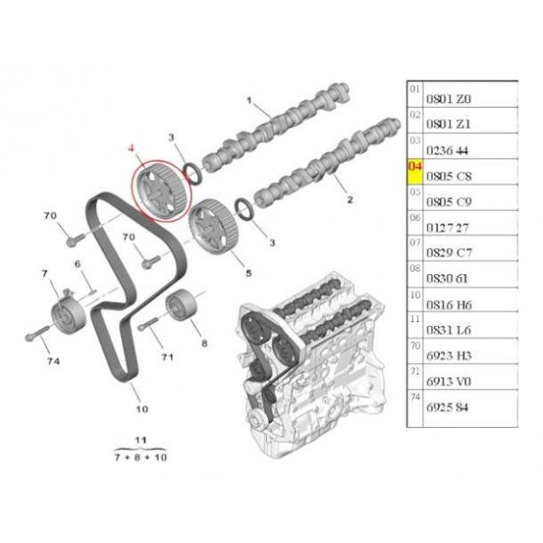 Polia Comando Valvula Peugeot 206 207 307 C3 C4 1.6 0805c8