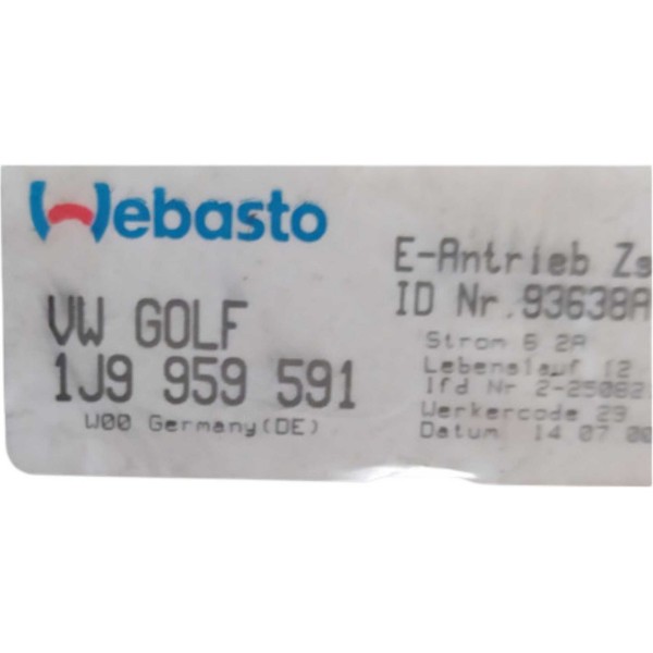 Teto Solar Volkswagen Golf Comfortline 2001 Original