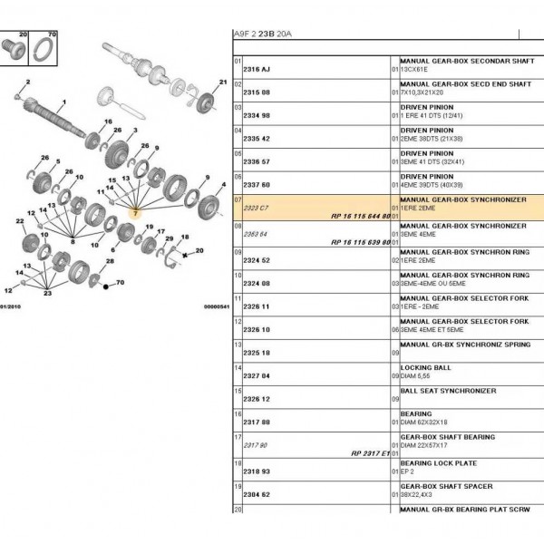 Sincronizador Primeira Segunda Citroen C3 206 207 1611564480