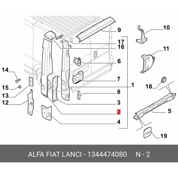 Coluna Traseira Novo Ducato X250 Esquerdo 2018 1344474080