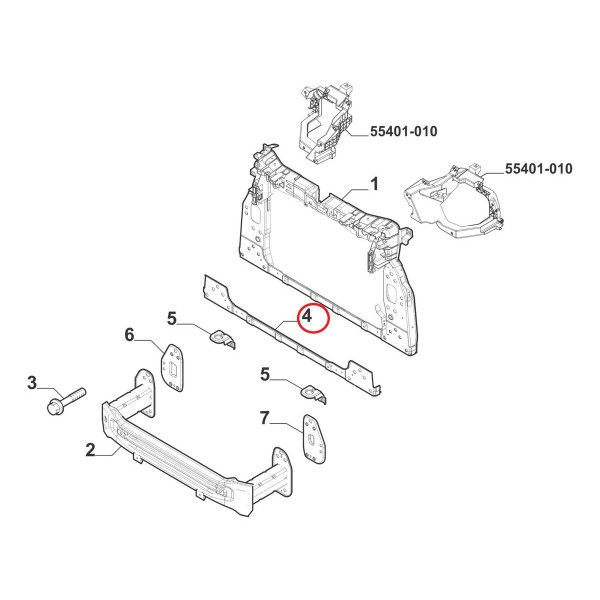 Travessa Inferior Radiador Fiat Toro 2016 2025 51947138