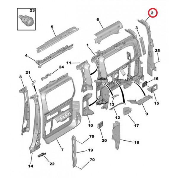 Reforco Coluna Traseira Fiat Scudo Jumpy Expert Esquerdo