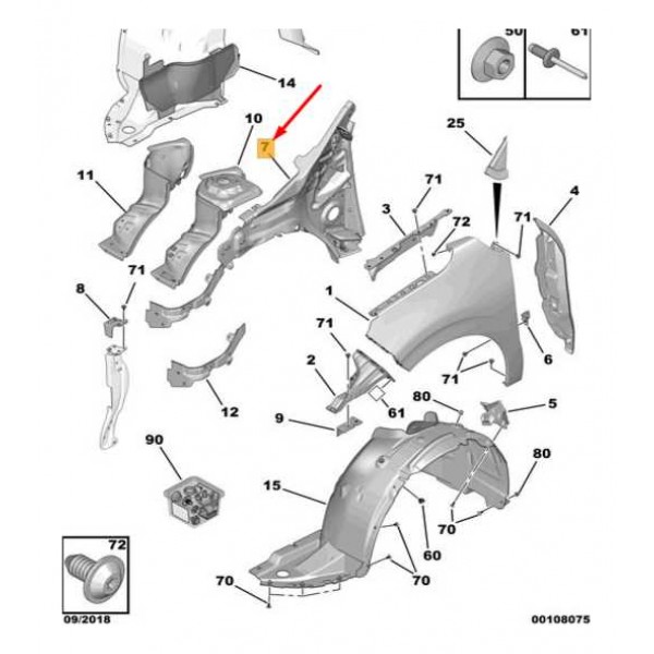 Painel Reforco Caixa Roda Peugeot 2008 1610759980 Esquerdo