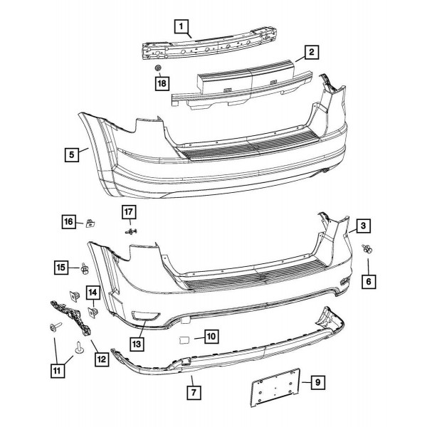 Guia Parachoque Traseiro Dodge Journey 68190680ad Direito