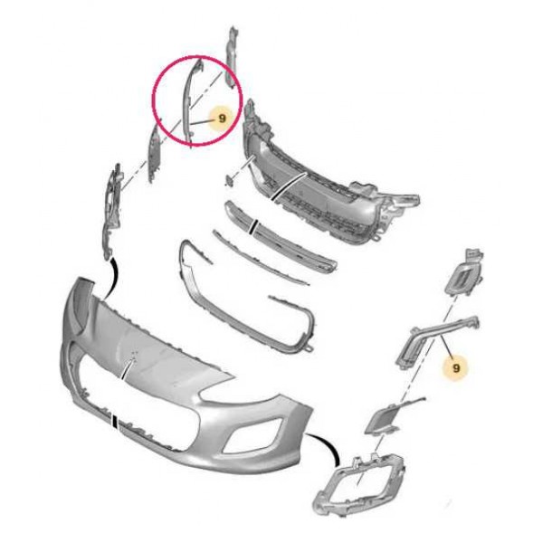 Moldura Farol Milha Peugeot 308 9676269177 Direito