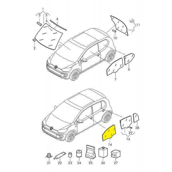 Vidro Porta Dianteira Vw Up Move Tsi 2018 Esquerdo