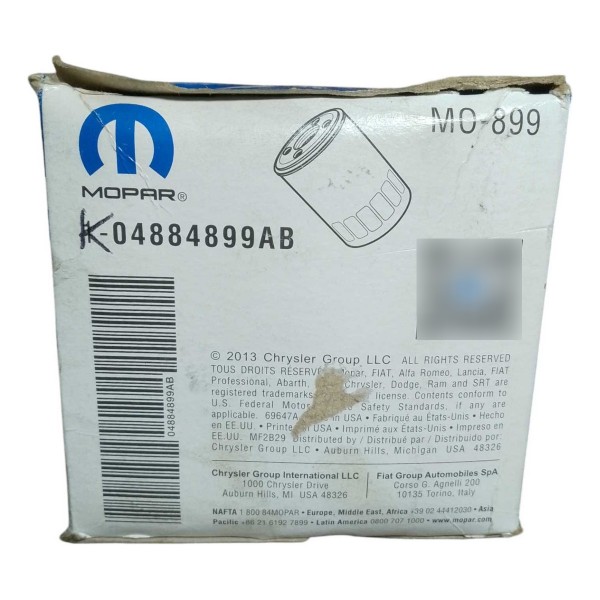 Filtro Oleo Chrysler 300c 3.5 5.7 24 V6 2008 04884899ab