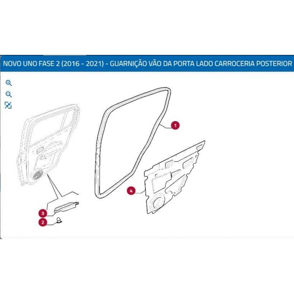 Borracha Porta Traseira Direito Fiat Novo Uno 50290145 Preto
