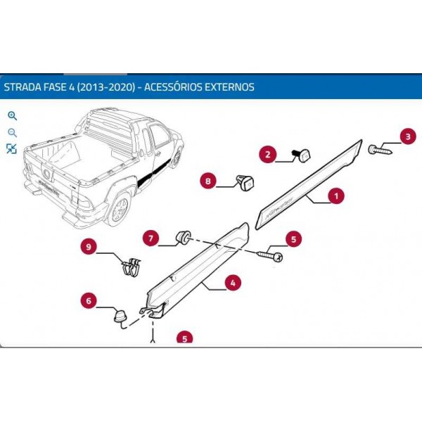 Moldura Friso Lateral Traseiro Direita Fiat Strada 100198599 Preto
