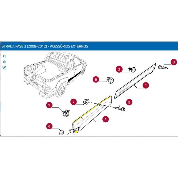 Moldura Friso Lateral Traseiro Direita Fiat Strada 100198599 Preto