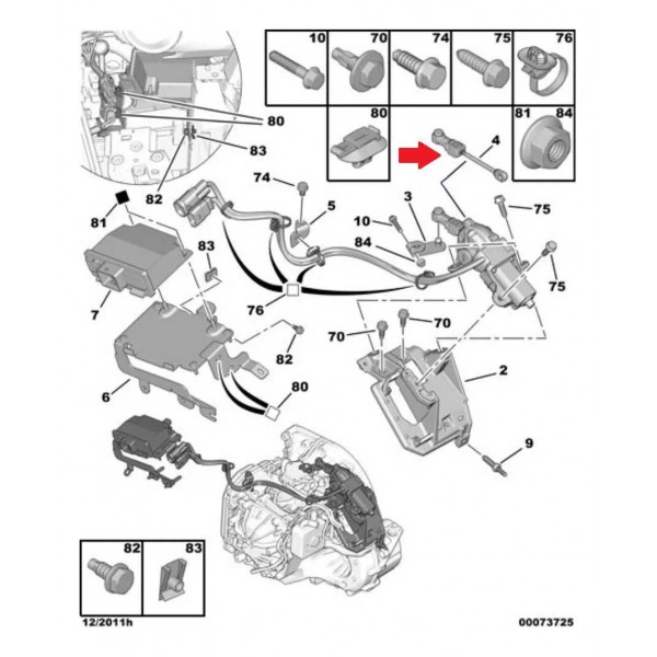 Haste Braco Chave Seletora Comelec Cambio Citroen C4 Picasso