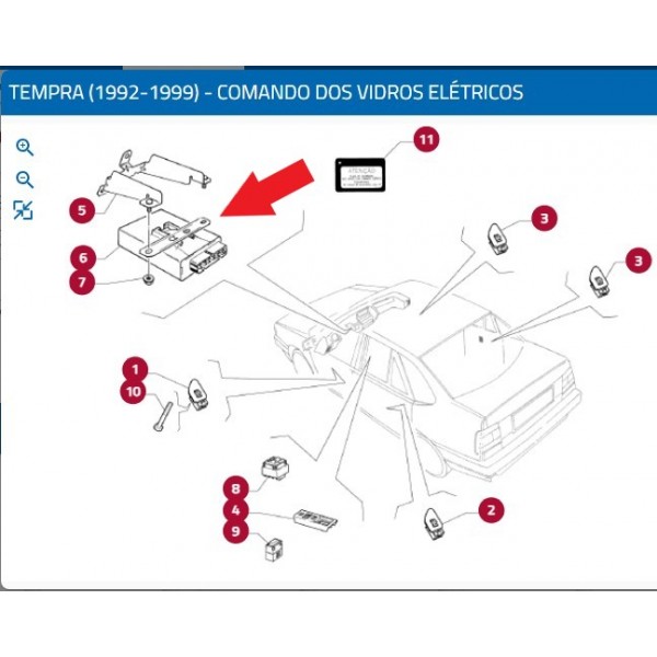 Modulo Conforto Vidro Eletrico Fiat Tempra 1995 50004046